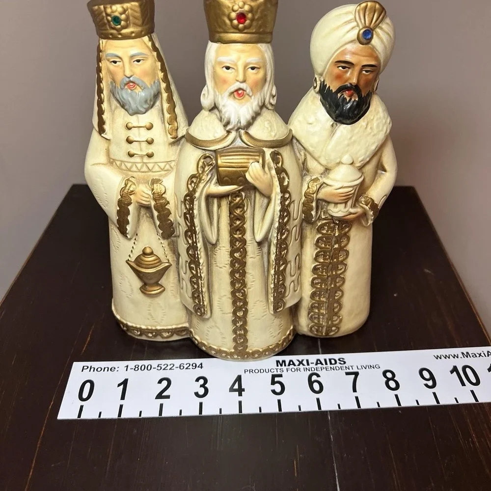 VTG Japan Three Wise Men Music Box Figurine Nativity Kings Christmas Decor